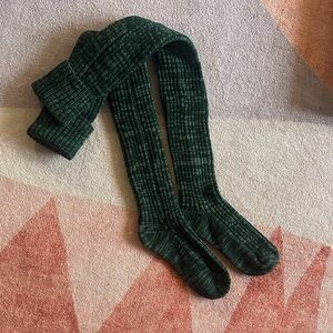 Green Ribbed Over the Knee Socks